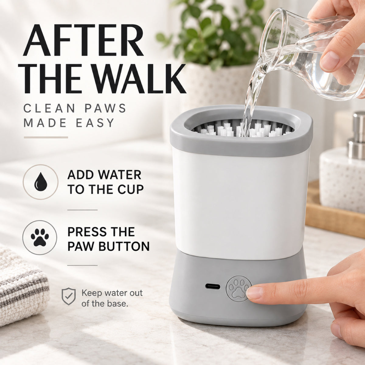 GAVPEPY ABS plastic and silicone Electric Paw Washer Cup, Sizes , Gray, Pink, Blue, after rainy walks, park visits and everyday outdoor trips; a reusable cup design for rinsing paws after walks and outdoor play image 5 - 5.jpg