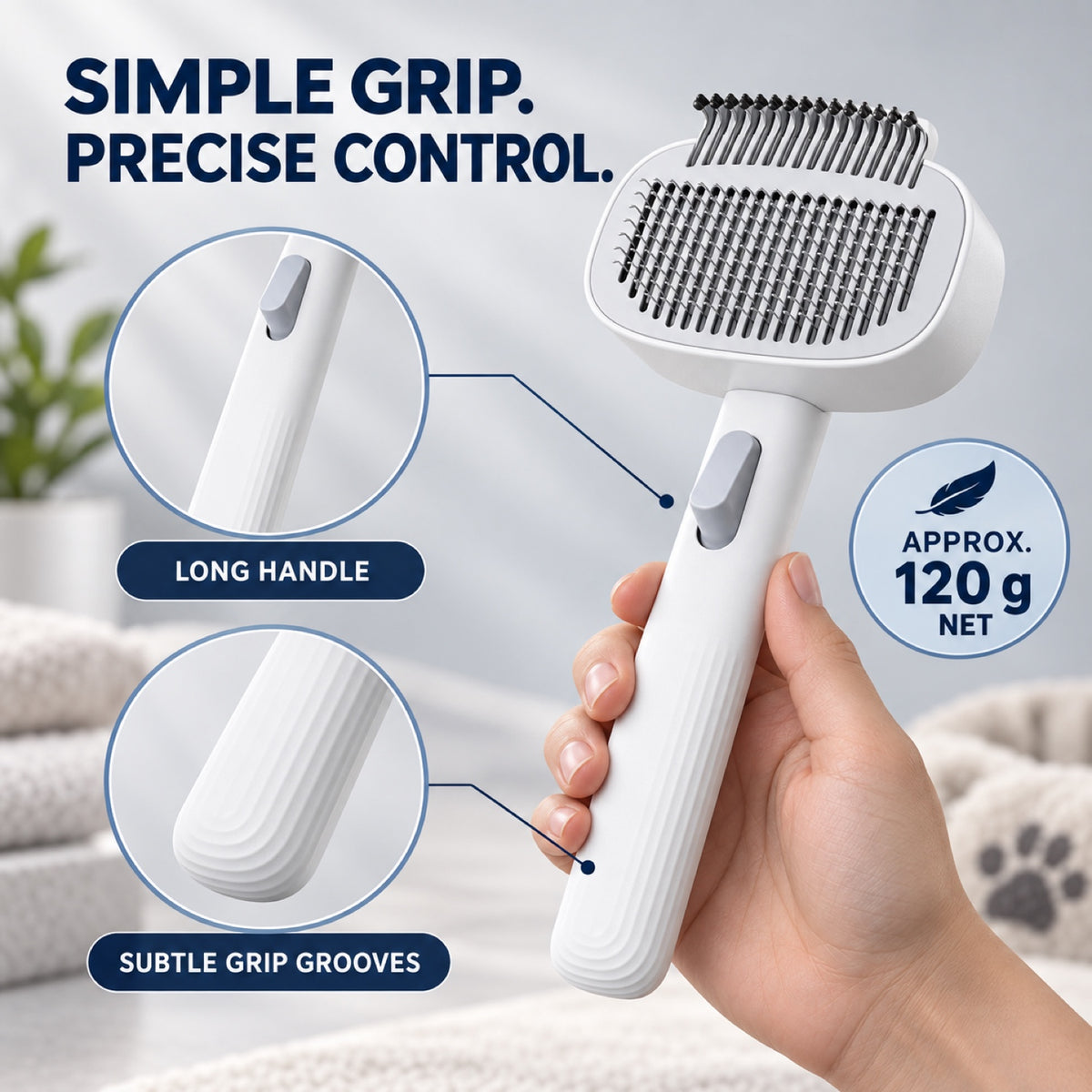 One-Touch Pet Grooming Brush, White, By GAVPEPY image 6 - 5.jpg
