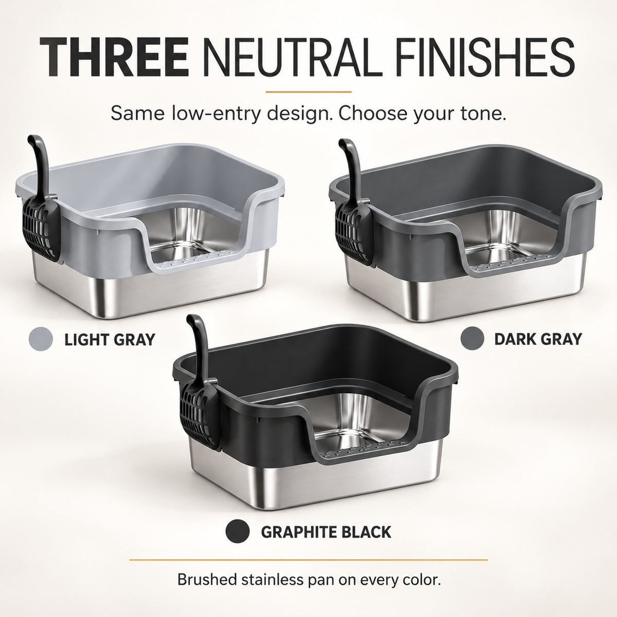 GAVPEPY Extra Large Stainless Steel High-Sided Cat Litter Box, 6 Options image 6 - 5.jpg