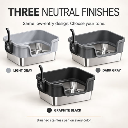 GAVPEPY Extra Large Stainless Steel High-Sided Cat Litter Box, 6 Options image 6 - 5.jpg