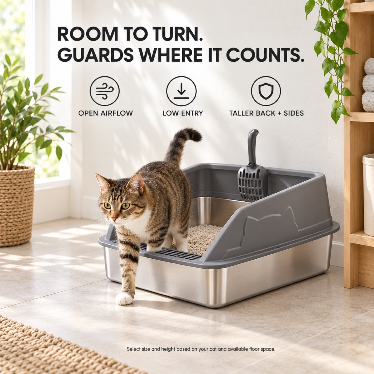 GAVPEPY Extra Large Stainless Steel High-Sided Cat Litter Box, 56 Options image 6 - 5.jpg