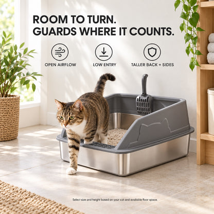 GAVPEPY Extra Large Stainless Steel High-Sided Cat Litter Box, 56 Options image 6 - 5.jpg