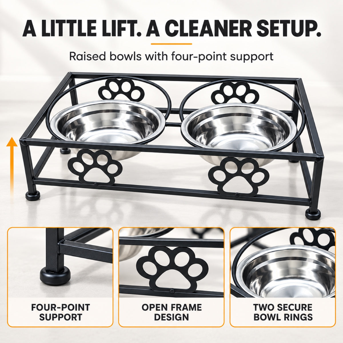 Raised Stainless Steel Double Pet Bowl with Stand, By GAVPEPY image 6 - 5.jpg