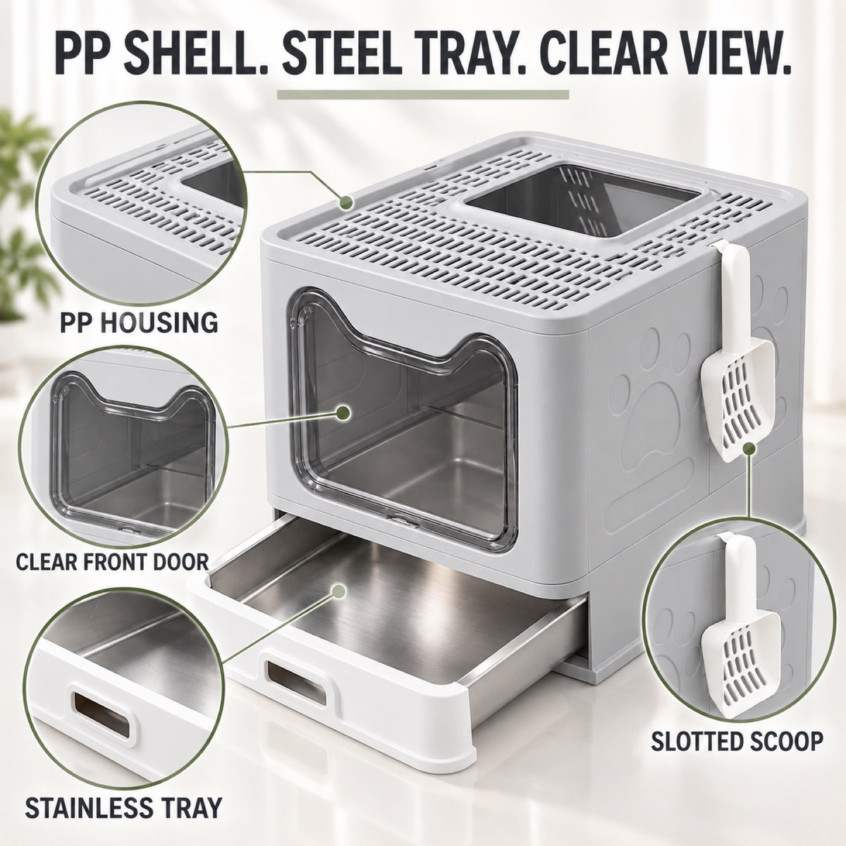 GAVPEPY Foldable Top-Entry Enclosed Cat Litter Box, 4 Options image 6 - 5.jpg