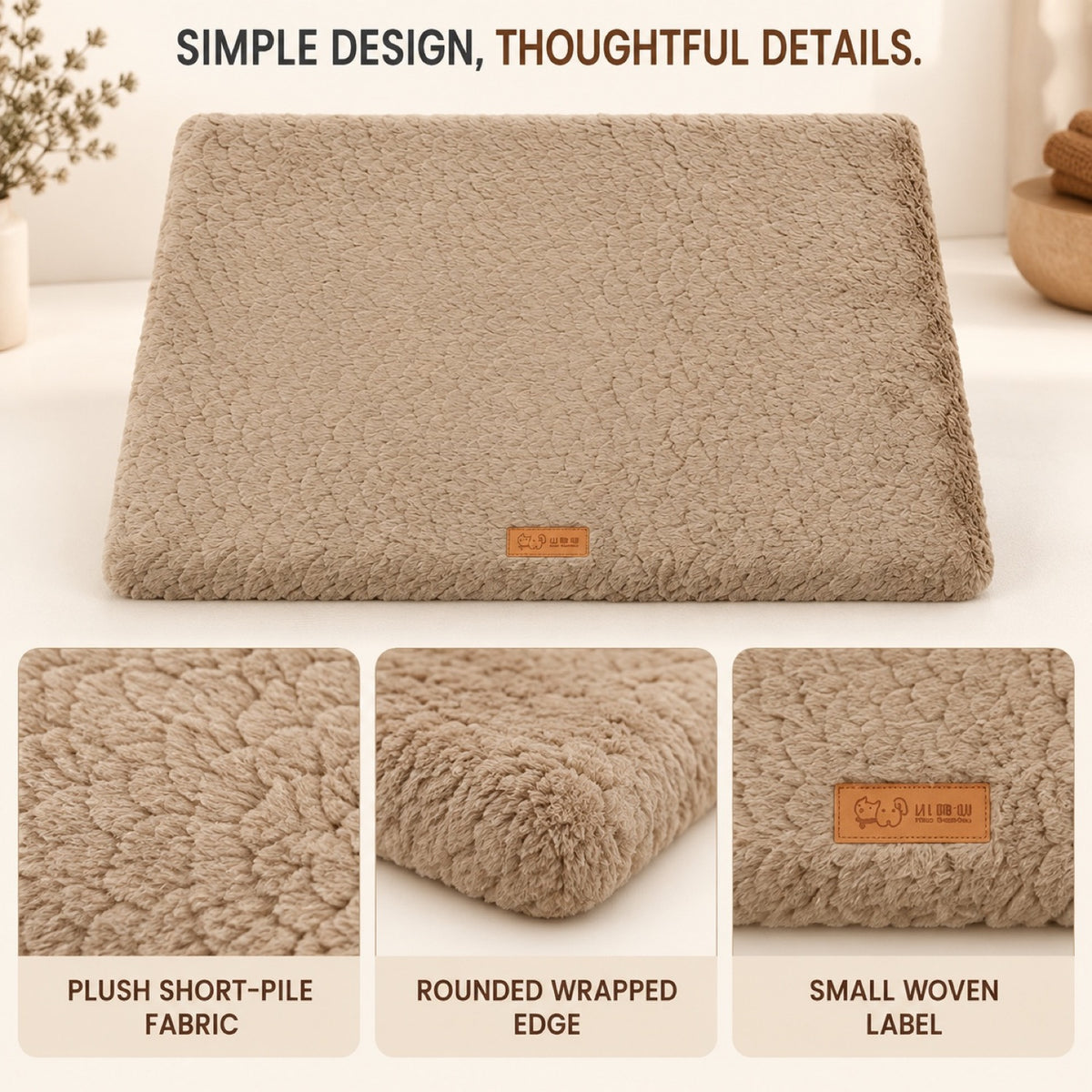 Removable-Cover Foam Pet Bed Mat, 4 Colors & 5 Sizes, By GAVPEPY image 6 - 5.jpg