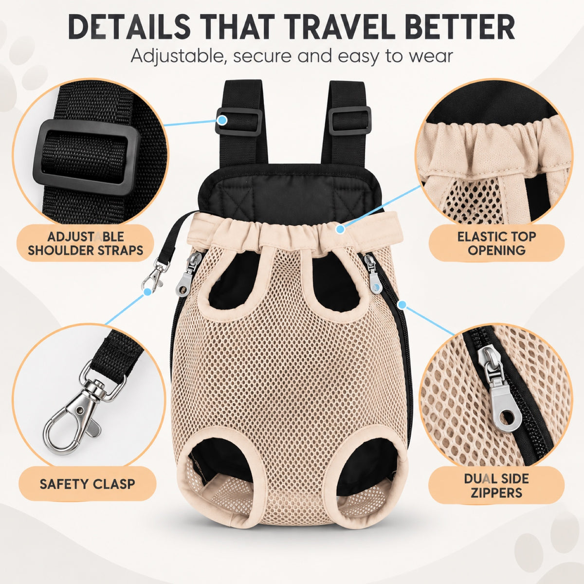 Mesh Four-Leg Pet Carrier Backpack, 7 Colors and 4 Sizes, By GAVPEPY image 6 - 5.jpg