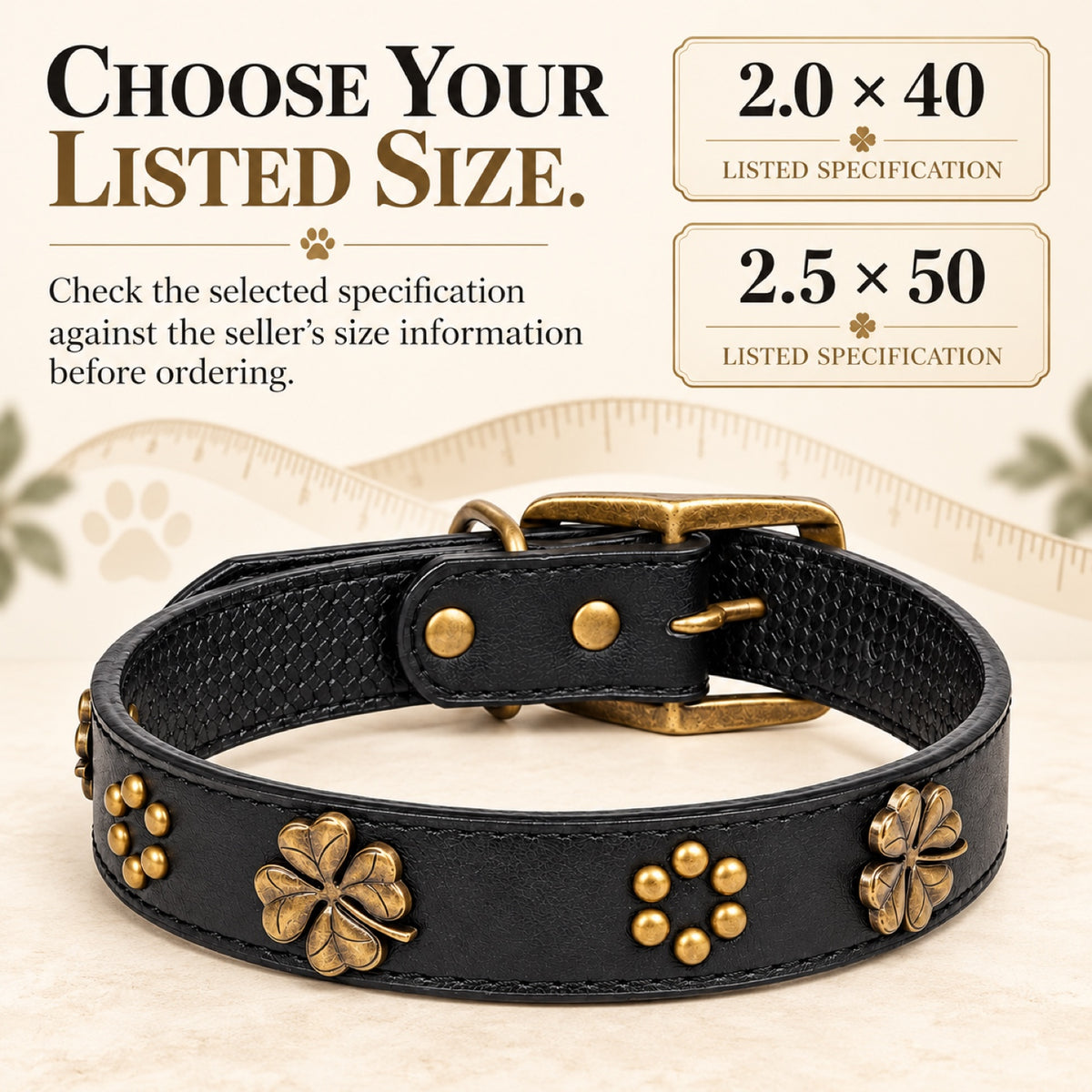 GAVPEPY Leather-style material Decorative Dog Collar, Sizes 2-0 X 40, 2-5 X 50, Black, for neighborhood walks, park visits and daily dog wear; an adjustable neckwear option for supervised walks and everyday outings image 6 - 5.jpg