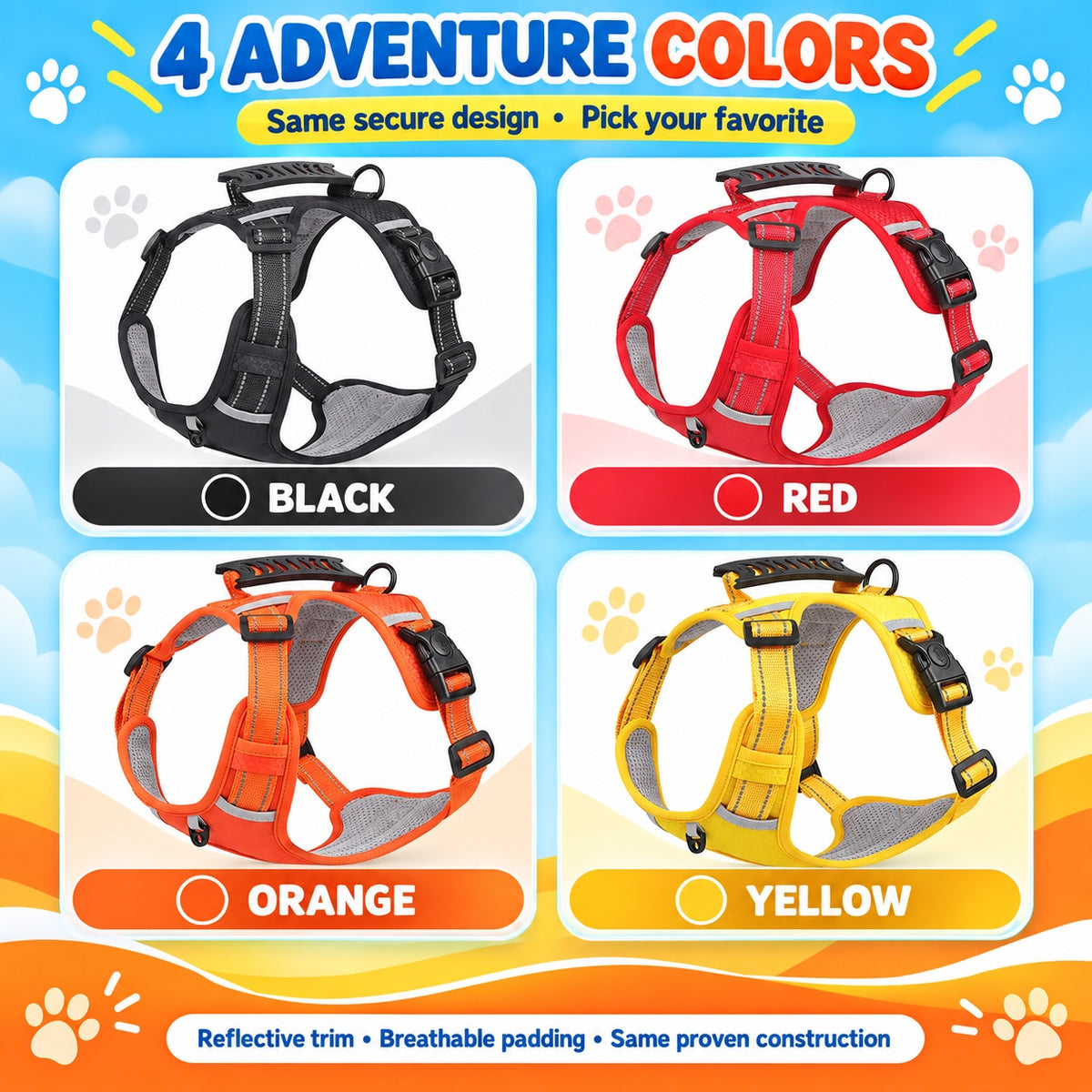 No-Pull Dog Harness With Top Handle, 4 Colors and 5 Sizes, By GAVPEPY image 6 - 5.jpg