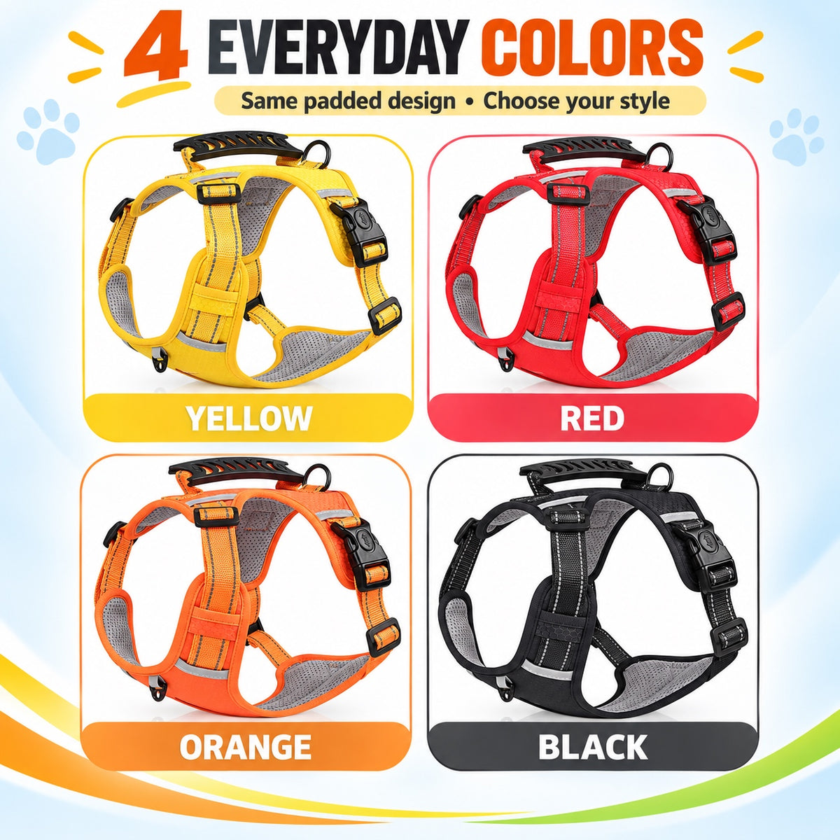 Reflective No-Pull Dog Harness Set Options, 4 Colors and 5 Sizes, By GAVPEPY image 6 - 5.jpg
