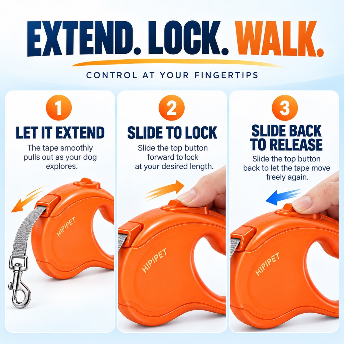 Candy-Color Retractable Dog Leash, 3 Colors and 2 Lengths, By GAVPEPY image 6 - 5.jpg