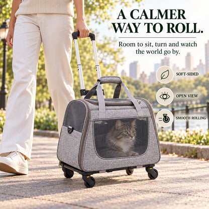 Large Rolling Pet Carrier with Detachable Trolley, 2 Colors, By GAVPEPY image 6 - 5.jpg