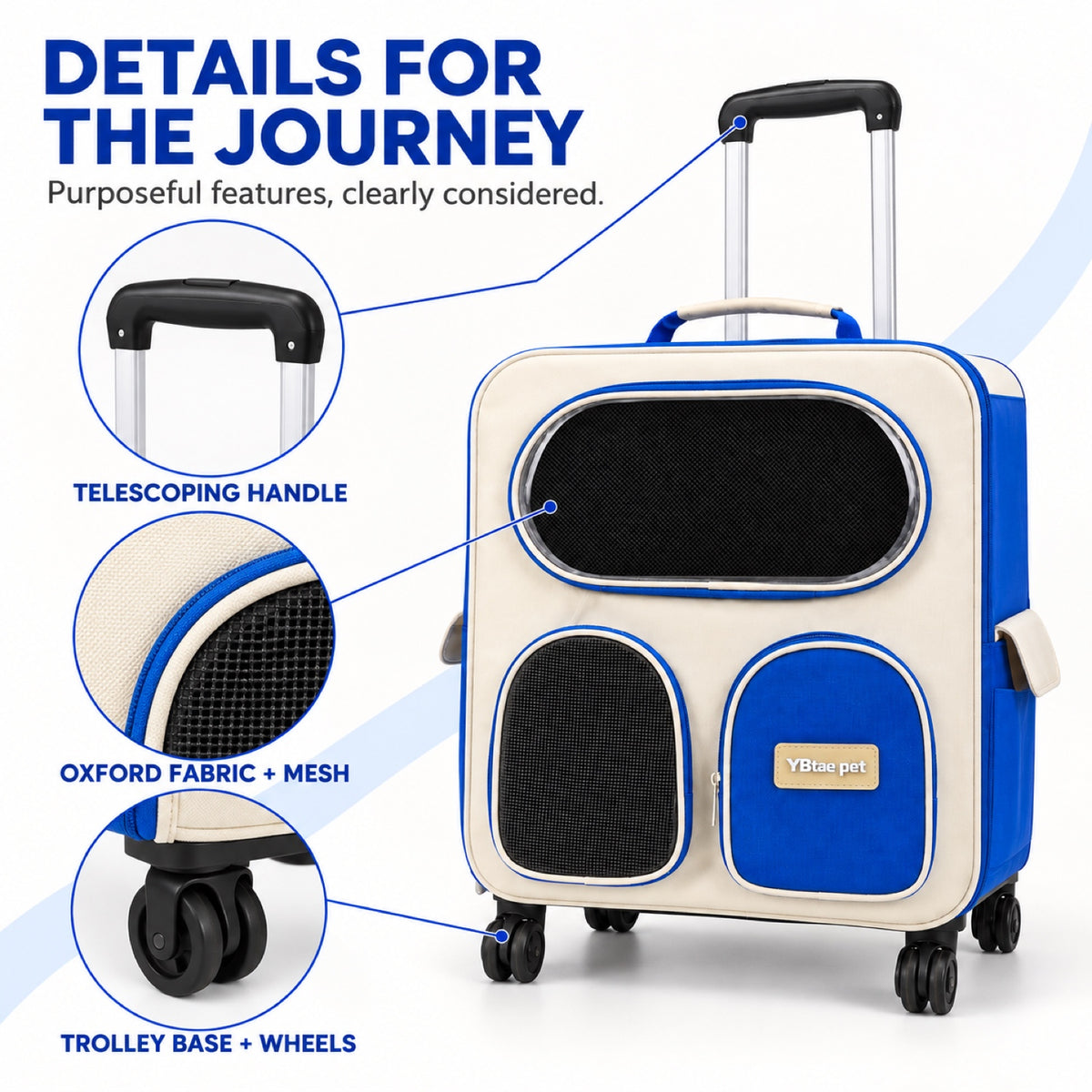 Large Rolling Pet Backpack with Trolley, 4 Colors, By GAVPEPY image 6 - 5.jpg