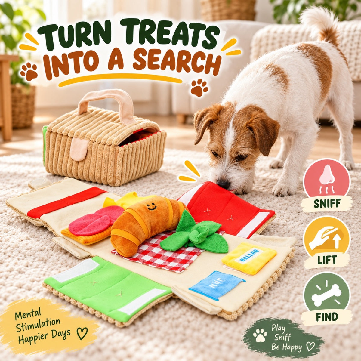 Plush Picnic Basket Hide-and-Seek Dog Toy Set, By GAVPEPY image 6 - 5.jpg