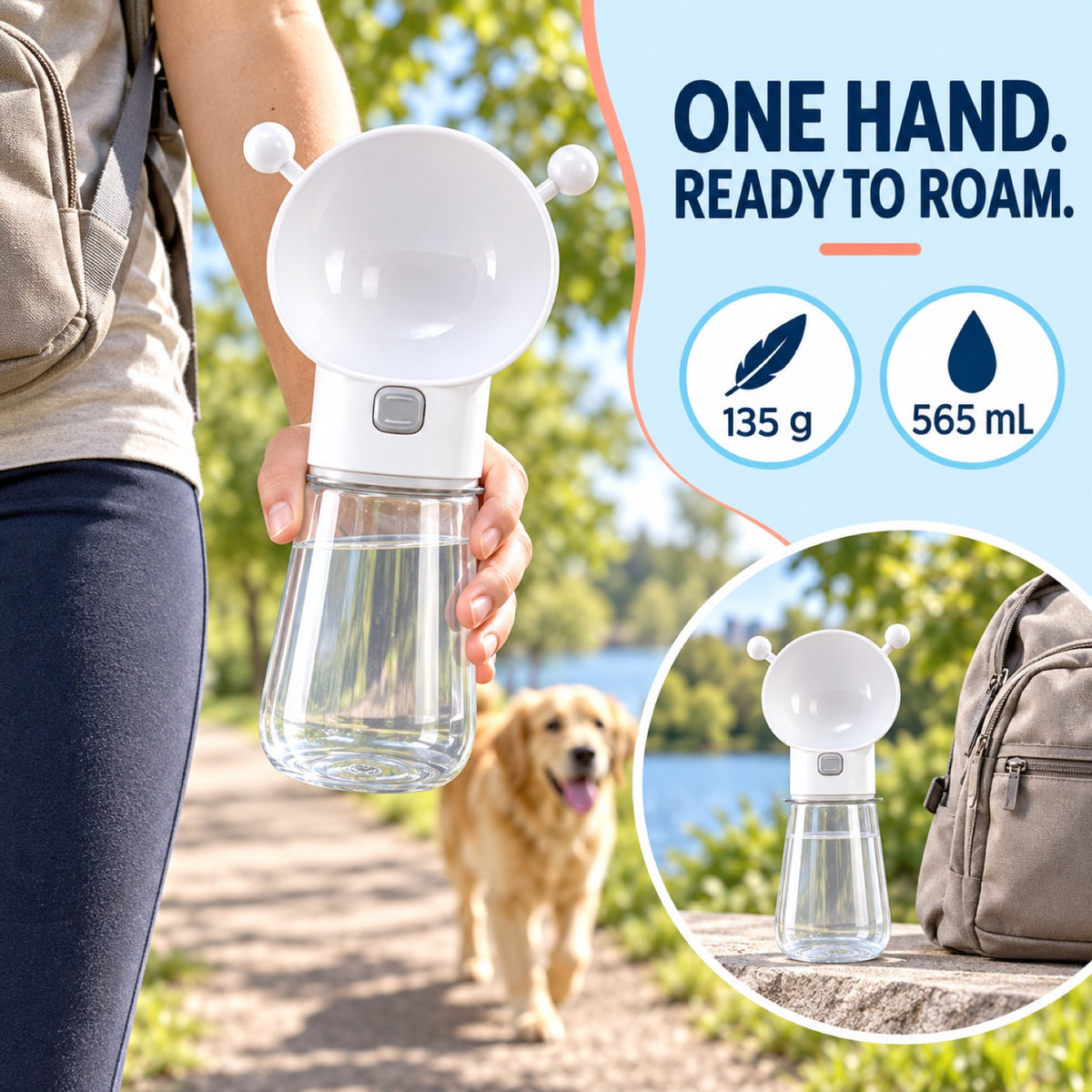 Bee-Style Silicone Pet Water Bottle, 565 mL, 4 Colors, By GAVPEPY image 6 - 5.jpg