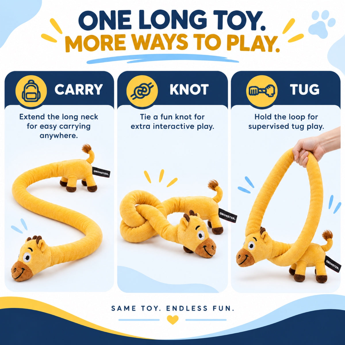 Long Plush Squeaky Tug Dog Toy, 3 Animal Styles, By GAVPEPY image 6 - 5.jpg