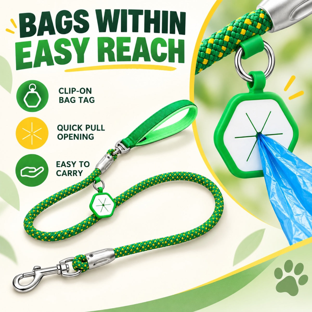 Patterned Rope Dog Leash with ID Tag, 5 Colors and 4 Sizes, By GAVPEPY image 6 - 5.jpg