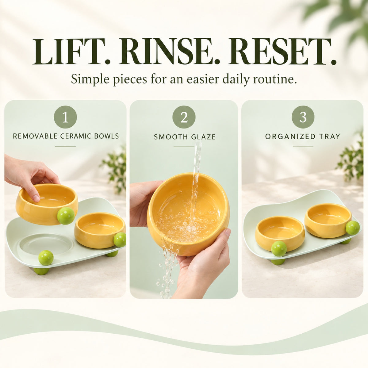 Candy-Color Ceramic Double Pet Bowl Set, 3 Colors, 37 cm, By GAVPEPY image 6 - 5.jpg