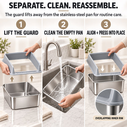 GAVPEPY Extra Large Stainless Steel Top-Entry High-Sided Cat Litter Box, 24 Options image 6 - 5.jpg
