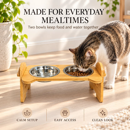Trapezoid Bamboo Double Pet Bowl Stand, By GAVPEPY image 6 - 5.jpg
