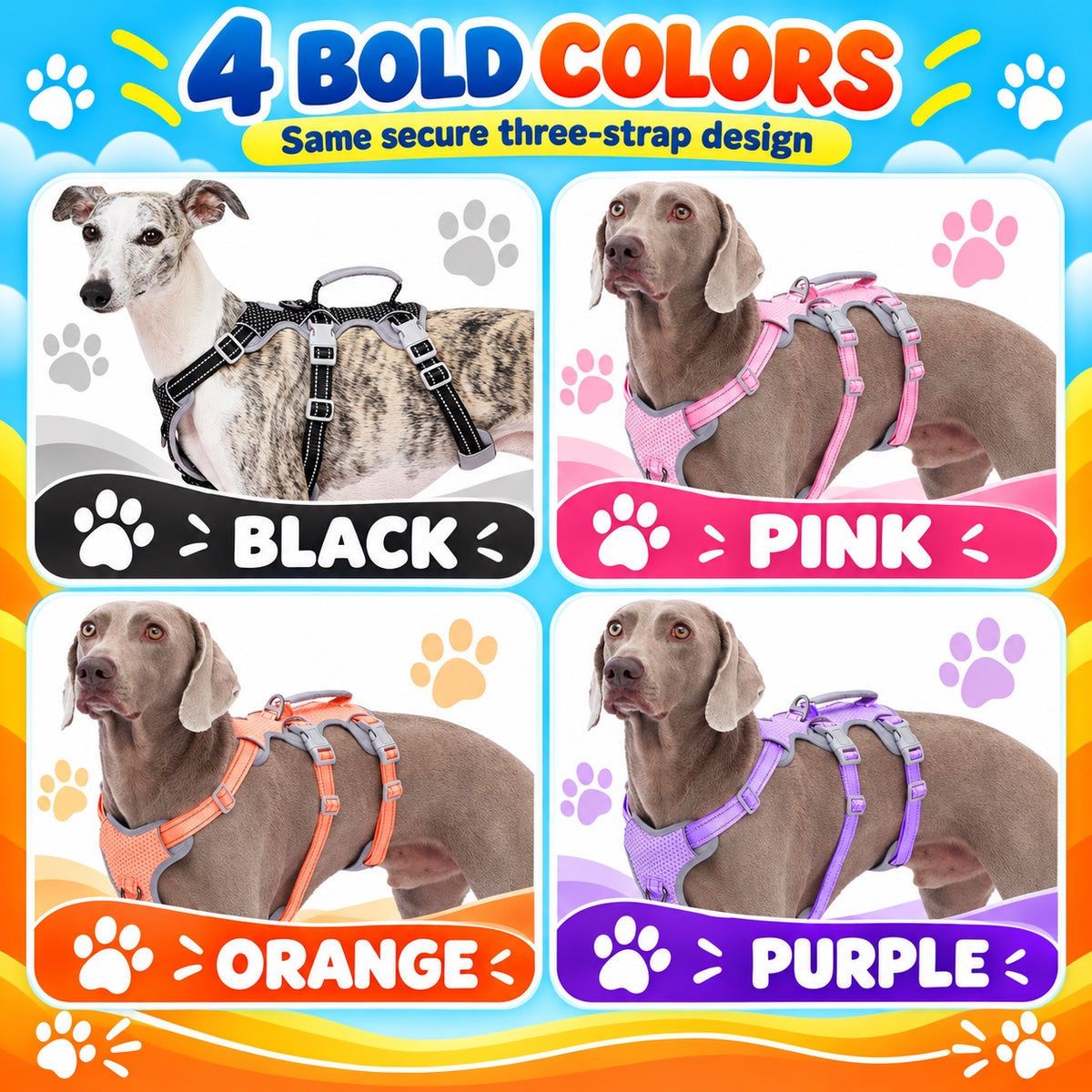 Reflective No-Pull Dog Harness With Lift Handle, 4 Colors and 5 Sizes, By GAVPEPY image 6 - 5.jpg