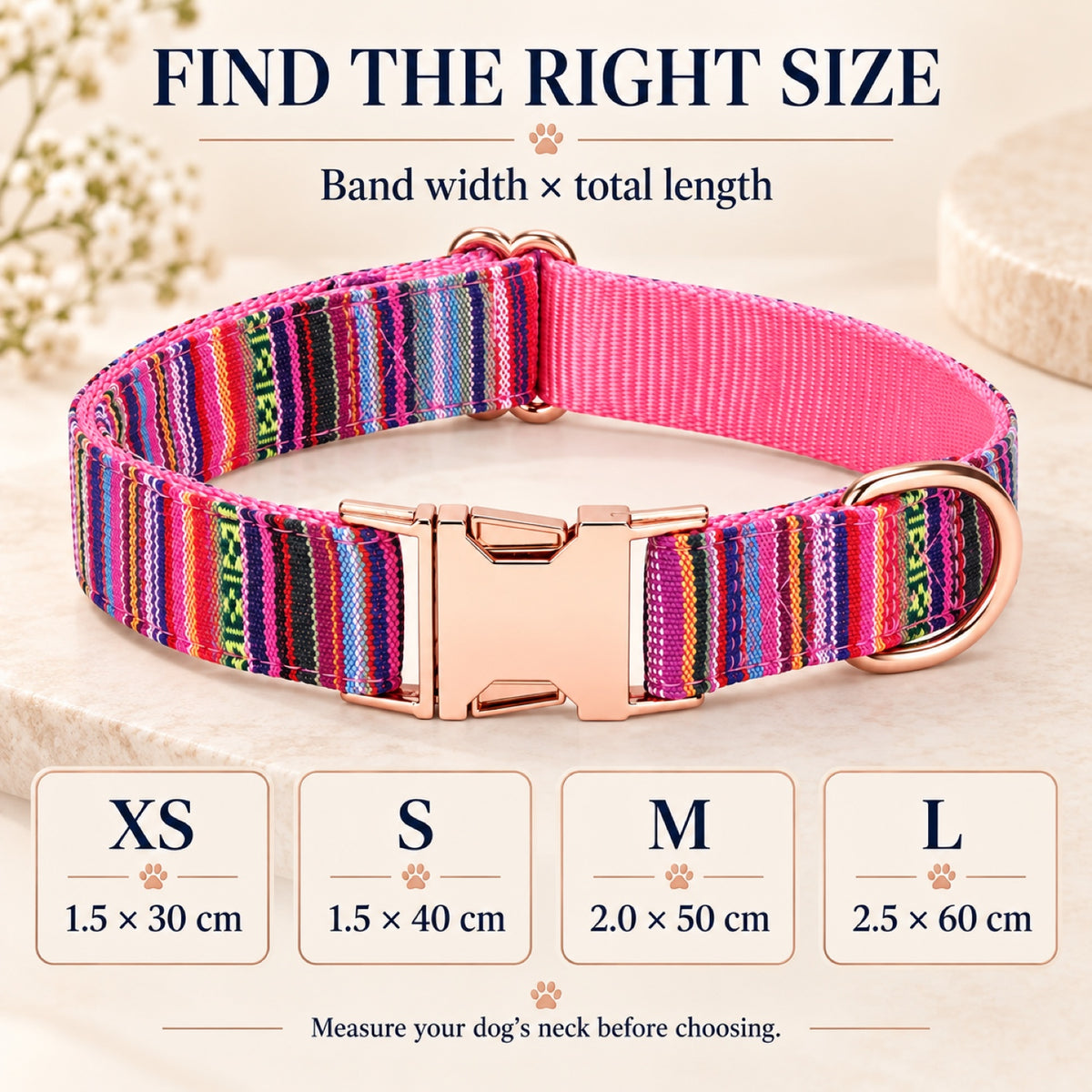 GAVPEPY Fabric Patterned Fabric Dog Collar, Sizes XS, S, M, L, 5 color or pattern options, for neighborhood walks, park visits and daily dog wear; an adjustable neckwear option for supervised walks and everyday outings image 6 - 5.jpg