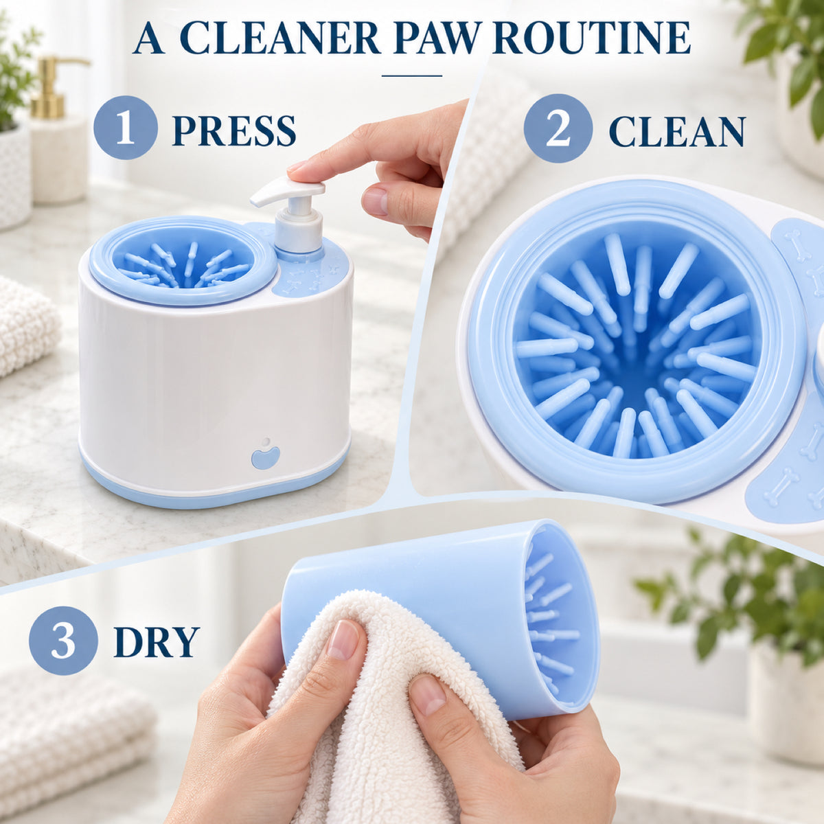 GAVPEPY Plastic Electric Paw Washer Cup, Sizes , White / Blue, White / Gray, after rainy walks, park visits and everyday outdoor trips; a reusable cup design for rinsing paws after walks and outdoor play image 5 - 5.jpg