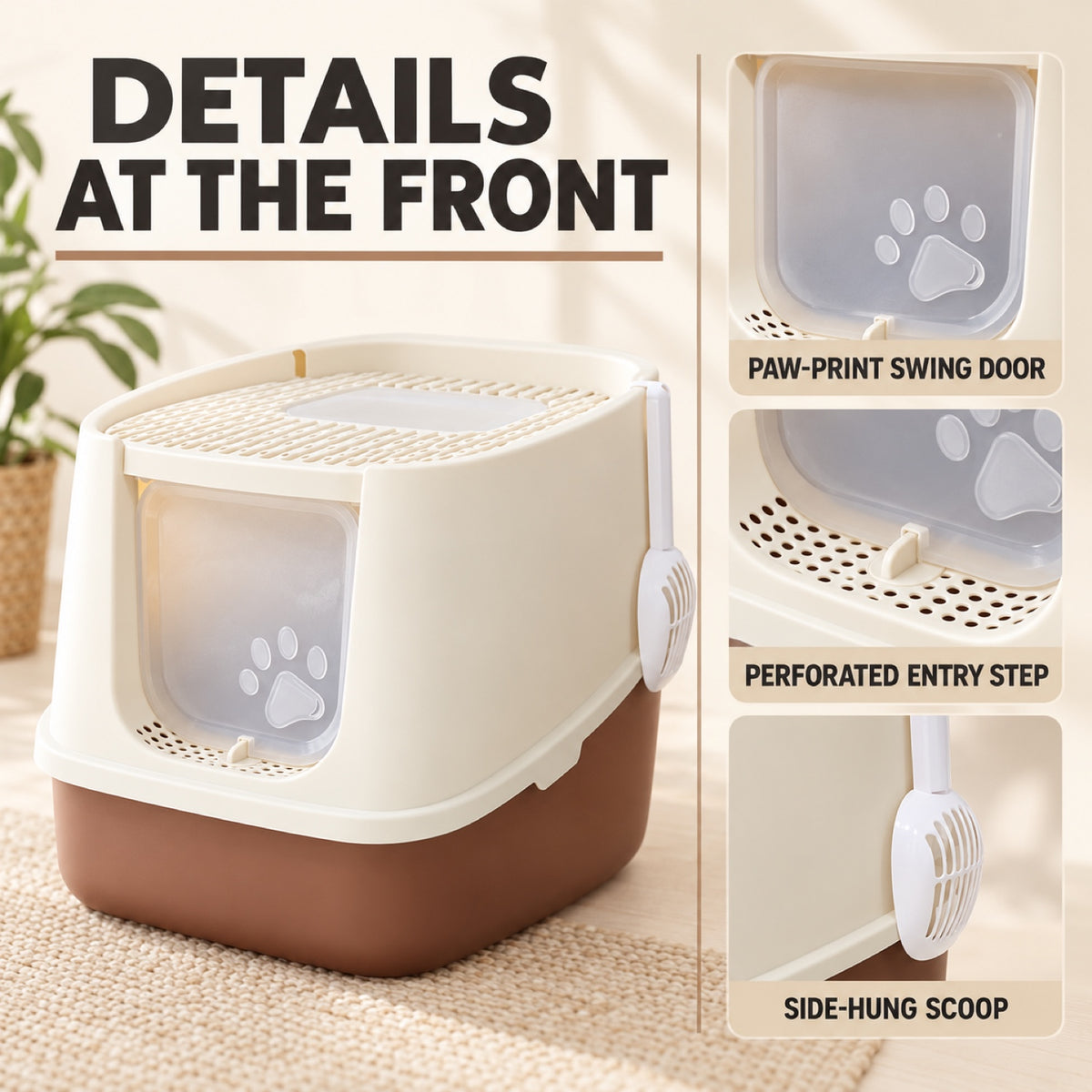 GAVPEPY Extra Large Top-Entry Enclosed Cat Litter Box, 2 Options image 6 - 5.jpg