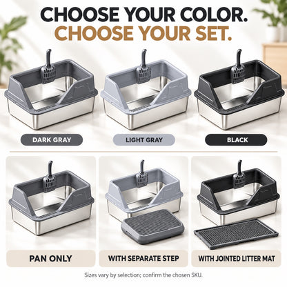 GAVPEPY Stainless Steel High-Sided Cat Litter Box, 56 Options image 6 - 5.jpg