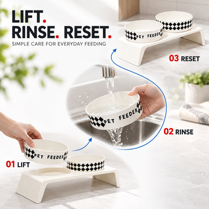 Elevated Grid Double Pet Bowl, White, By GAVPEPY image 6 - 5.jpg