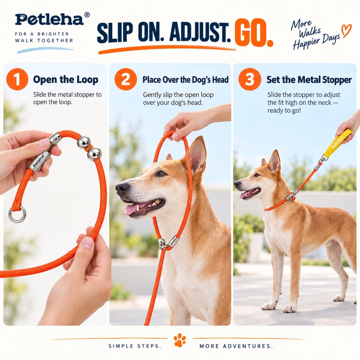 Integrated Slip-Lead Dog Leash Set with Storage Bag, 27 Options, By GAVPEPY image 6 - 5.jpg