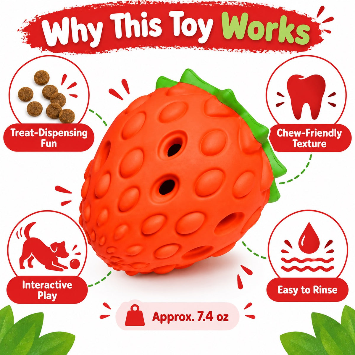 Rubber Treat Dispensing Dog Toy, 1 Style, By GAVPEPY image 6 - 5.jpg
