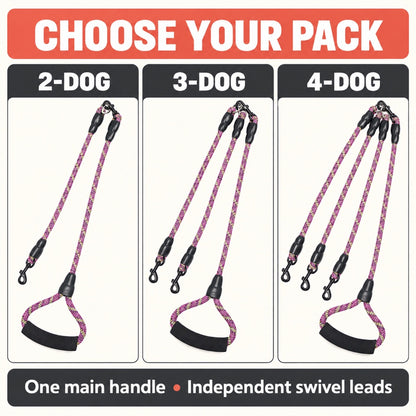 Reflective Multi-Dog Splitter Leash, 30 Options, By GAVPEPY image 6 - 5.jpg