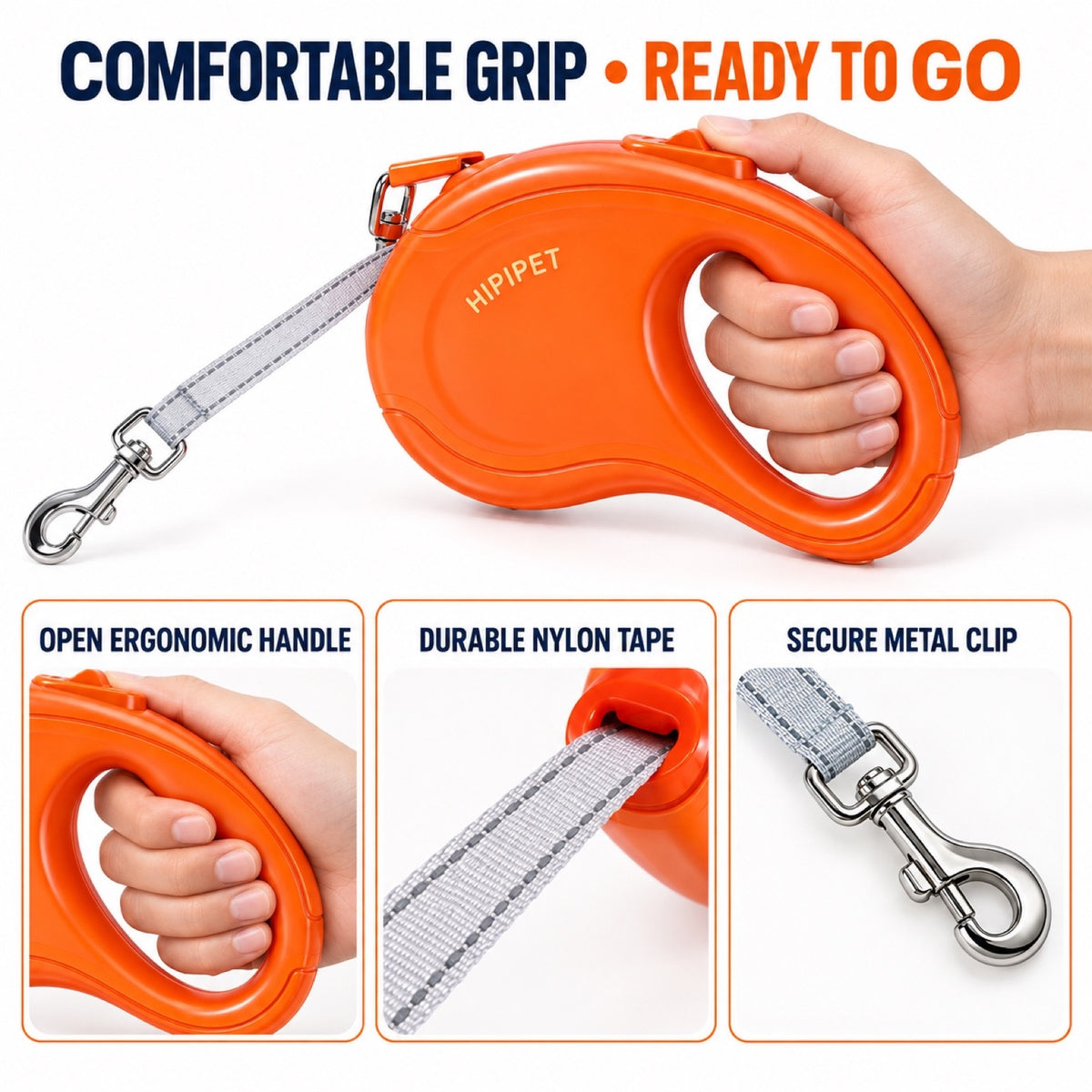 Color-Block Retractable Dog Leash, 3 Colors and 2 Lengths, By GAVPEPY image 6 - 5.jpg
