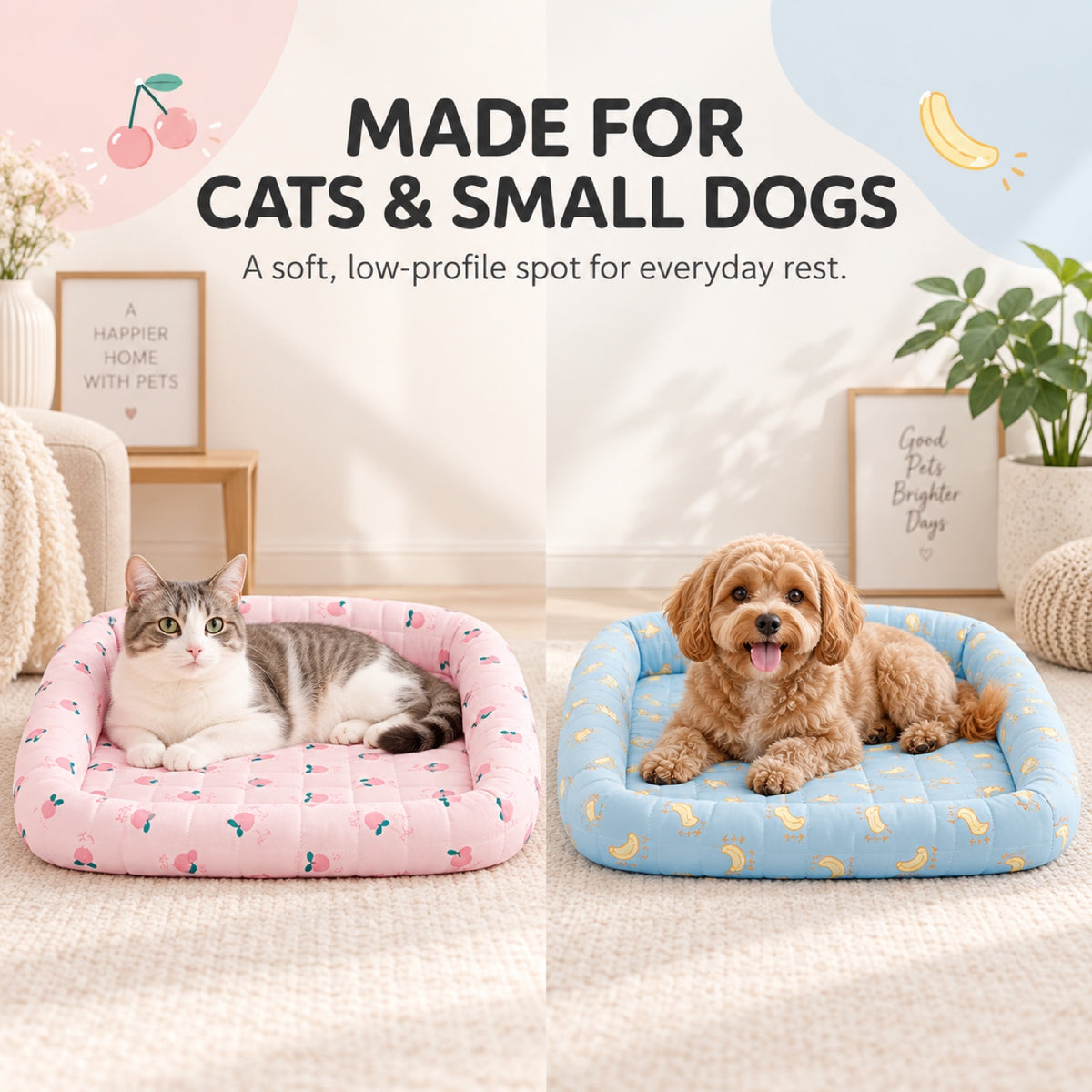 Printed Ice Silk Cooling Pet Bed, 5 Patterns & 3 Sizes, By GAVPEPY image 6 - 5.jpg
