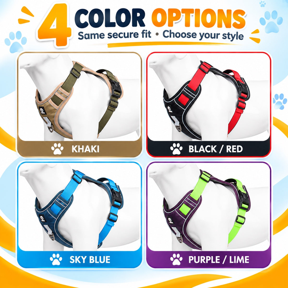 Padded No-Pull Dog Harness With Handle, 4 Colors and 4 Sizes, By GAVPEPY image 6 - 5.jpg
