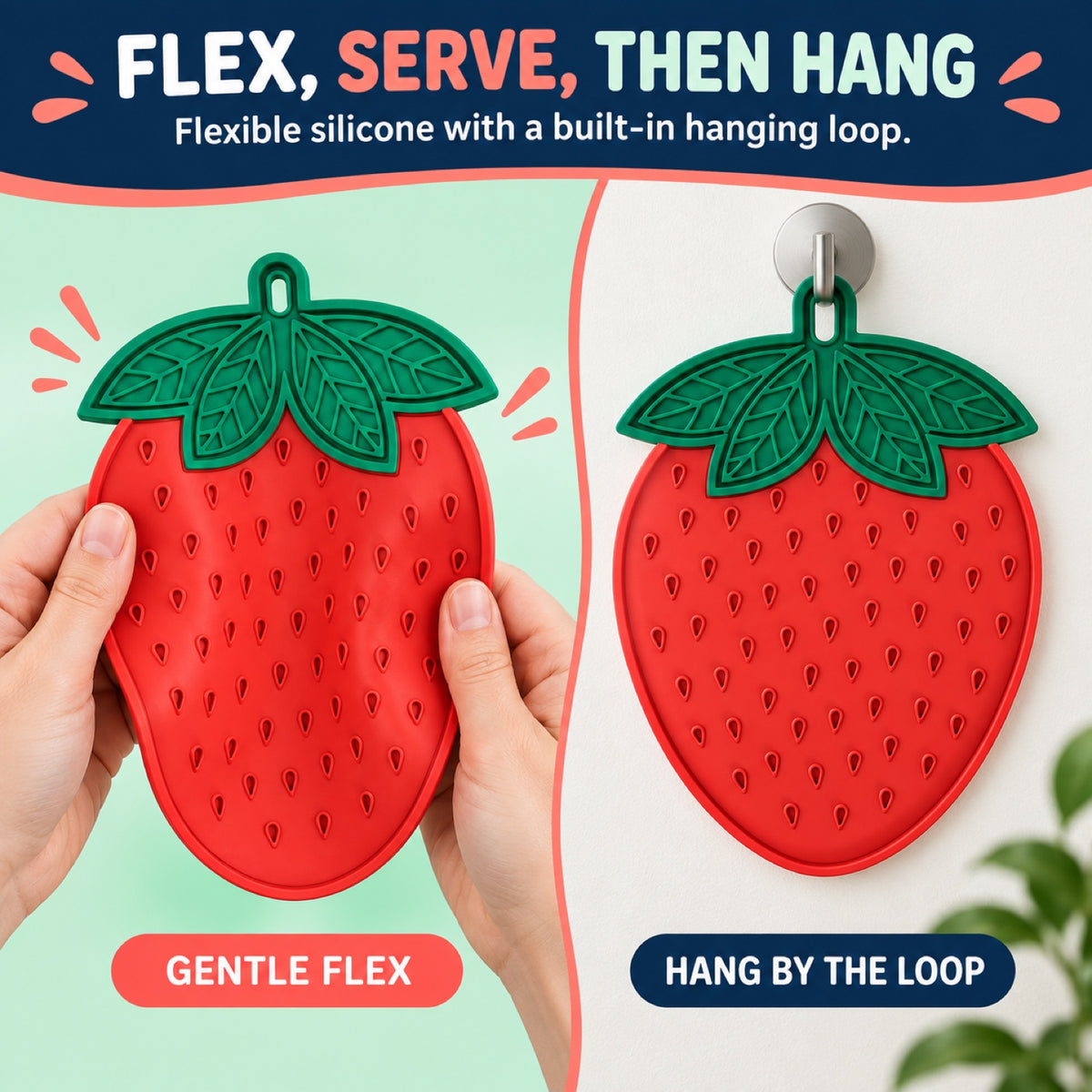 Strawberry-Shaped Silicone Pet Lick Mat, By GAVPEPY image 6 - 5.jpg