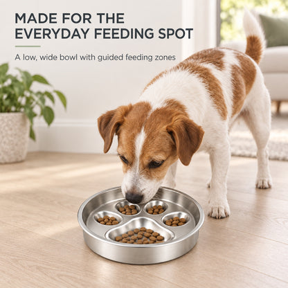 Paw-Print Stainless Steel Slow Feeder Bowl, 2 Base Options, By GAVPEPY image 6 - 5.jpg