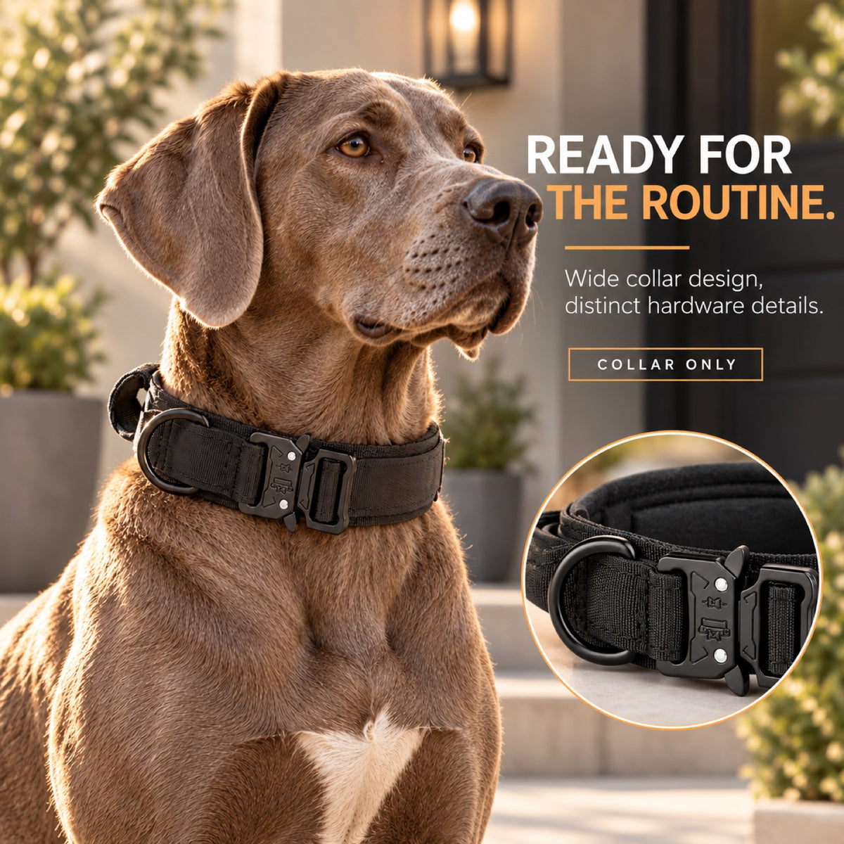 GAVPEPY Polyester with zinc-alloy hardware Tactical Padded Dog Collar, Sizes M, L, XL, 5 color or pattern options, for neighborhood walks, park visits and daily dog wear; an adjustable neckwear option for supervised walks and everyday outings image 6 - 5.jpg
