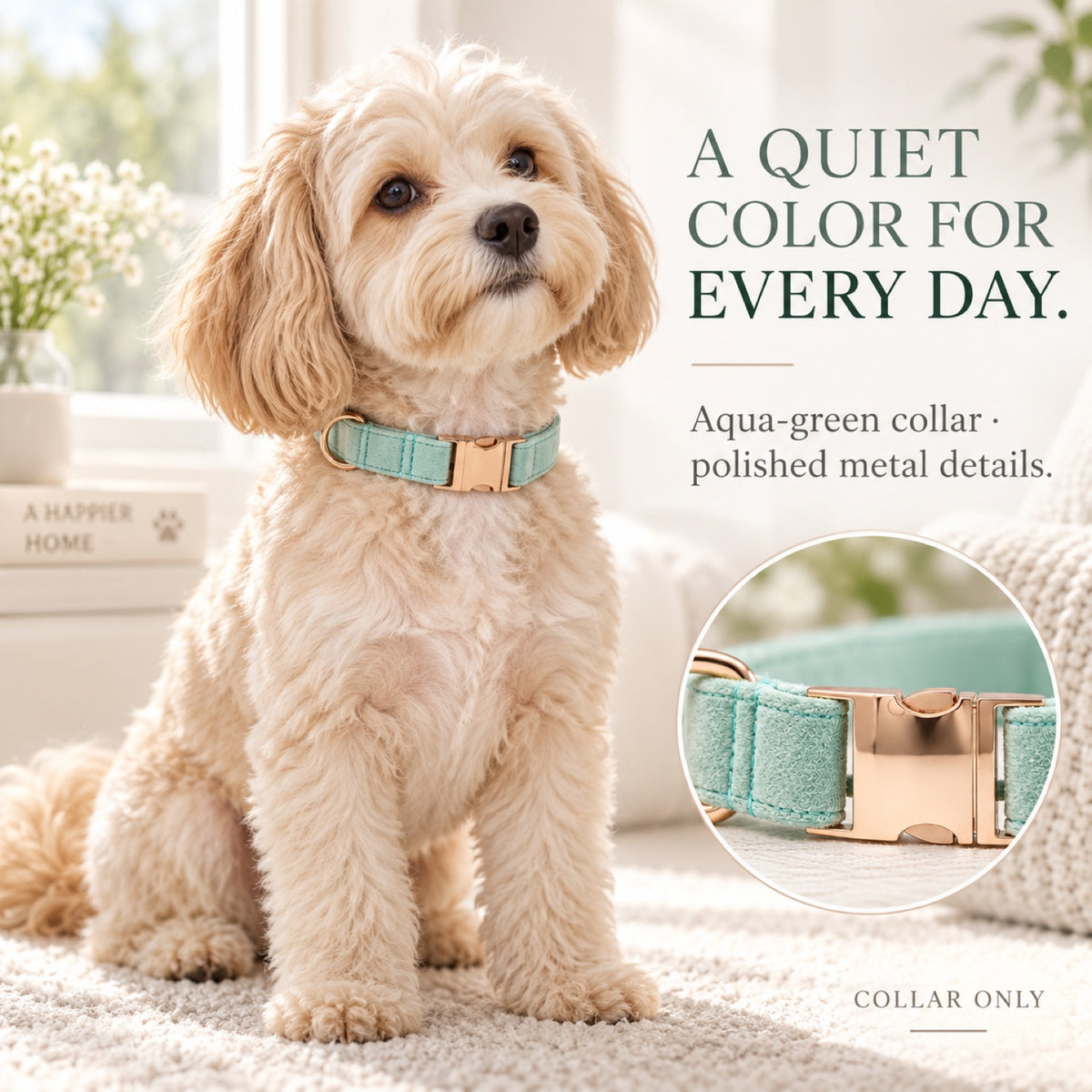 GAVPEPY Yarn Adjustable Fabric Dog Collar, Sizes XS, S, M, L, Coral Orange, Aqua Green, Corn Yellow, Apple Green, for neighborhood walks, park visits and daily dog wear; an adjustable neckwear option for supervised walks and everyday outings image 6 - 5.jpg