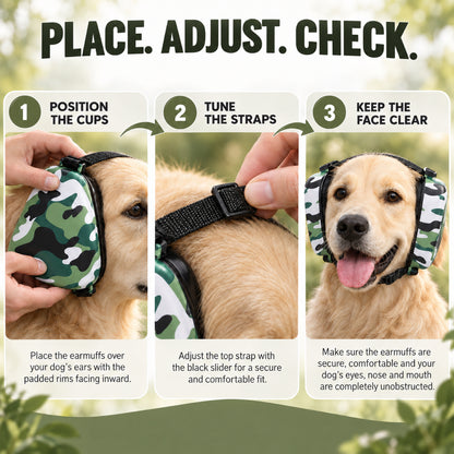 GAVPEPY ABS-Shell Triangular Dog Ear Muffs, Black or Camouflage exterior choices, for covering canine ears during loud surroundings and supervised outings, grooming appointments, outdoor events, travel and home celebrations image 6 - 5.jpg