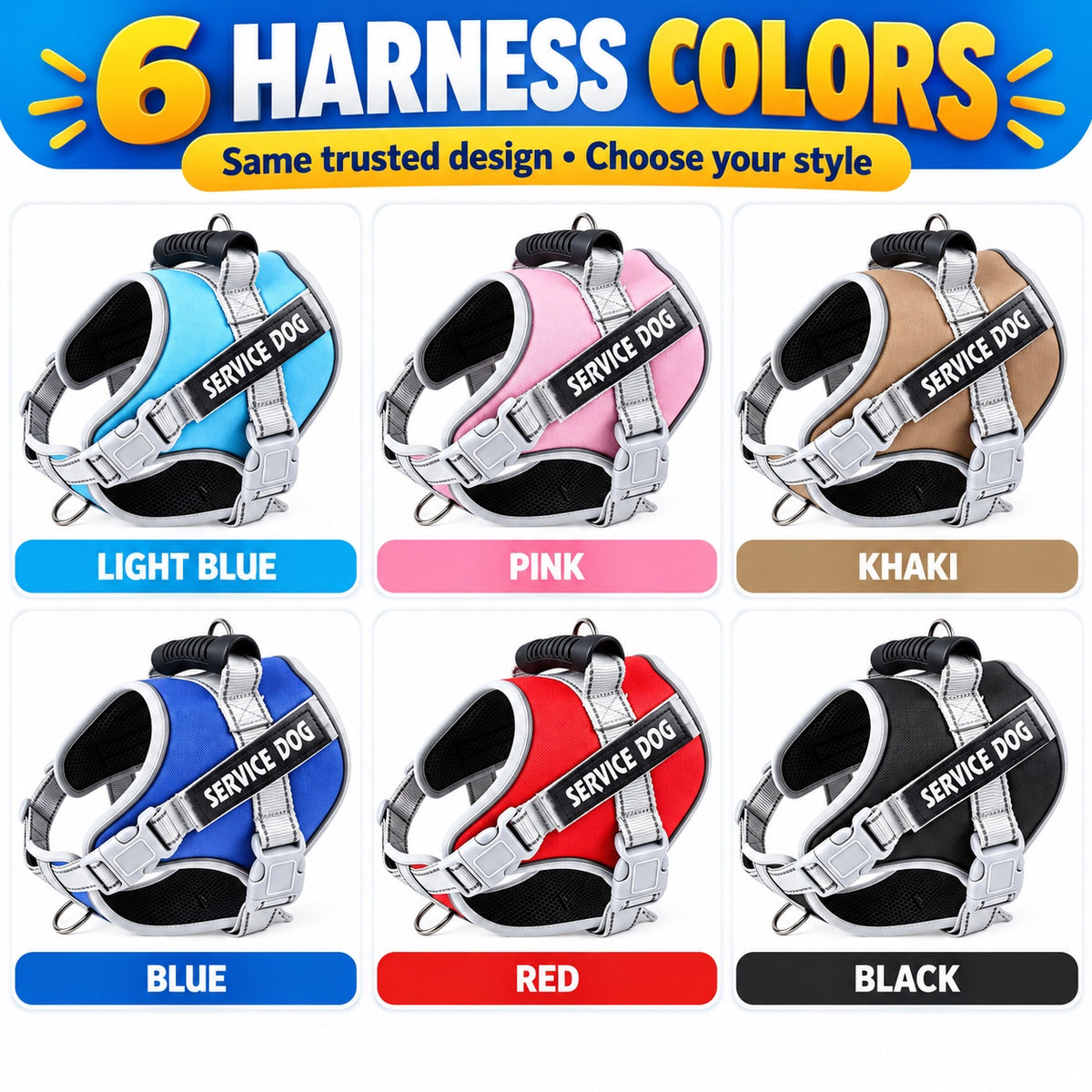 Reflective Dog Harness and Leash Set, 6 Colors and 6 Sizes, By GAVPEPY image 6 - 5.jpg