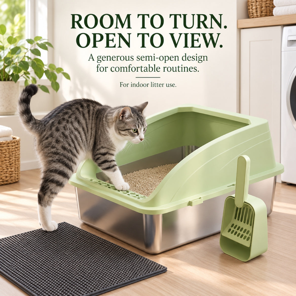 GAVPEPY Extra Large Stainless Steel High-Sided Cat Litter Box, 4 Options image 6 - 5.jpg