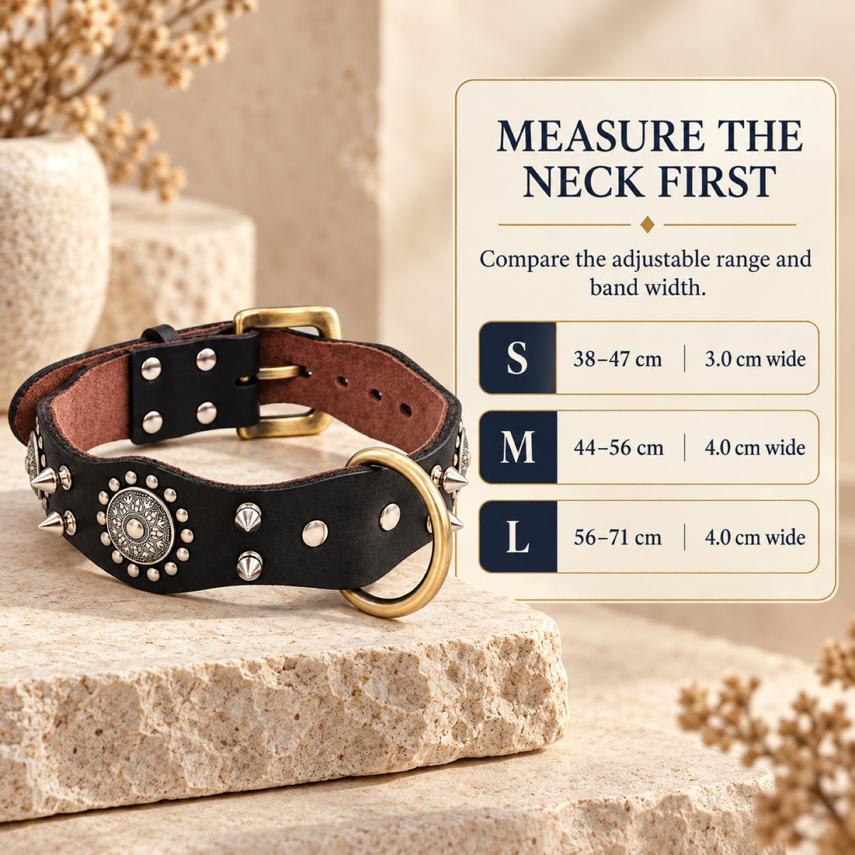 GAVPEPY Leather-style material Studded Dog Collar, Sizes S, M, L, Brown, Black, for neighborhood walks, park visits and daily dog wear; an adjustable neckwear option for supervised walks and everyday outings image 6 - 5.jpg