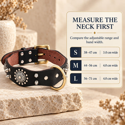 GAVPEPY Leather-style material Studded Dog Collar, Sizes S, M, L, Brown, Black, for neighborhood walks, park visits and daily dog wear; an adjustable neckwear option for supervised walks and everyday outings image 6 - 5.jpg