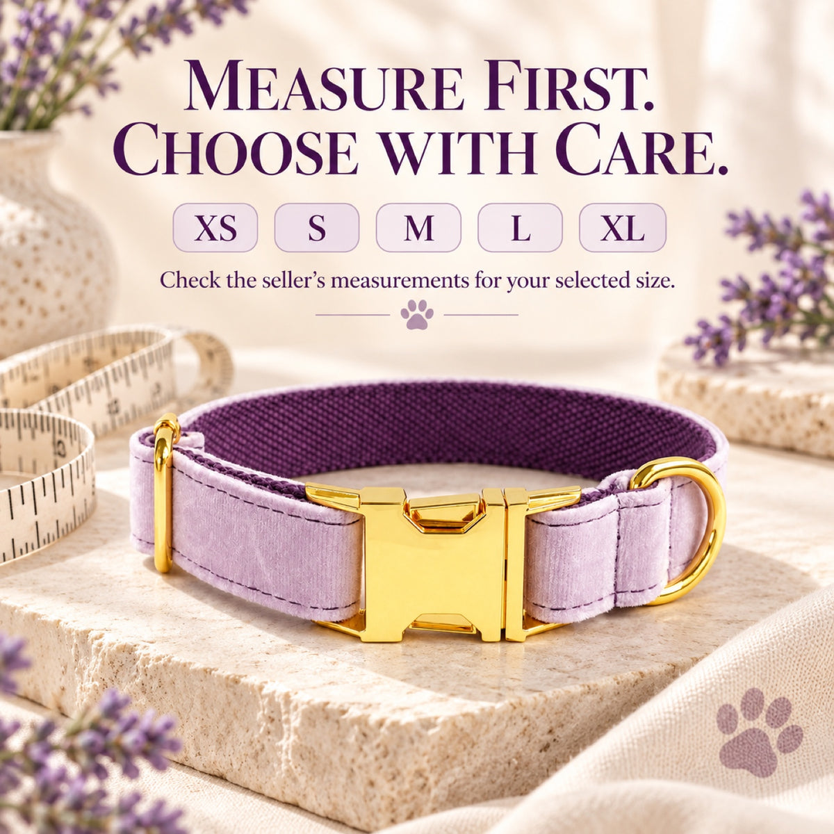 GAVPEPY Polyester Velvet-Look Dog Collar, Sizes XS, S, M, L, XL, Light Purple, for neighborhood walks, park visits and daily dog wear; an adjustable neckwear option for supervised walks and everyday outings image 6 - 5.jpg