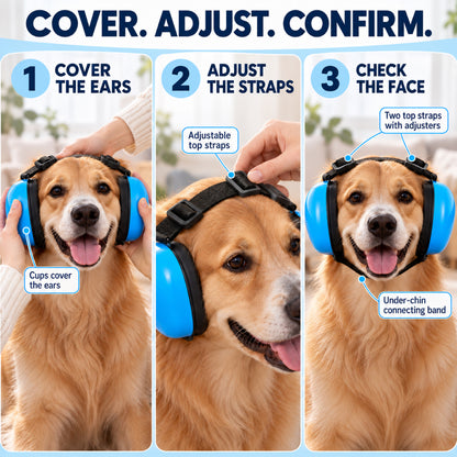 GAVPEPY ABS-Shell Blue Dog Ear Muffs with Adjustable Straps, the single Blue L configuration shown in the variant image, for covering the ears during noisy dog-care and outdoor routines, grooming, travel and outdoor routines image 6 - 5.jpg