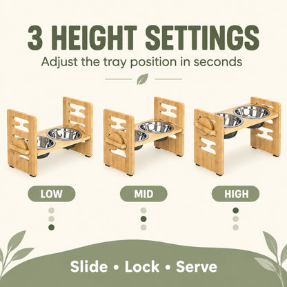 Foldable Bamboo Elevated Double Pet Bowl Stand, 2 Sizes, By GAVPEPY image 6 - 5.jpg