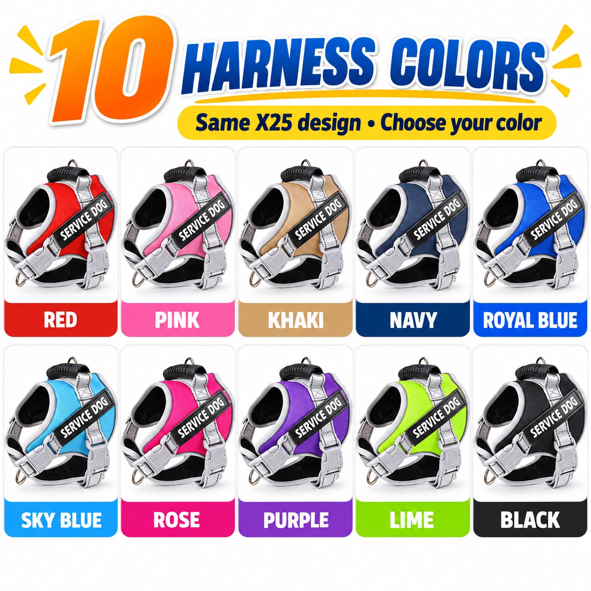 Reflective Tactical Dog Harness, 10 Colors and 6 Sizes, By GAVPEPY image 6 - 5.jpg