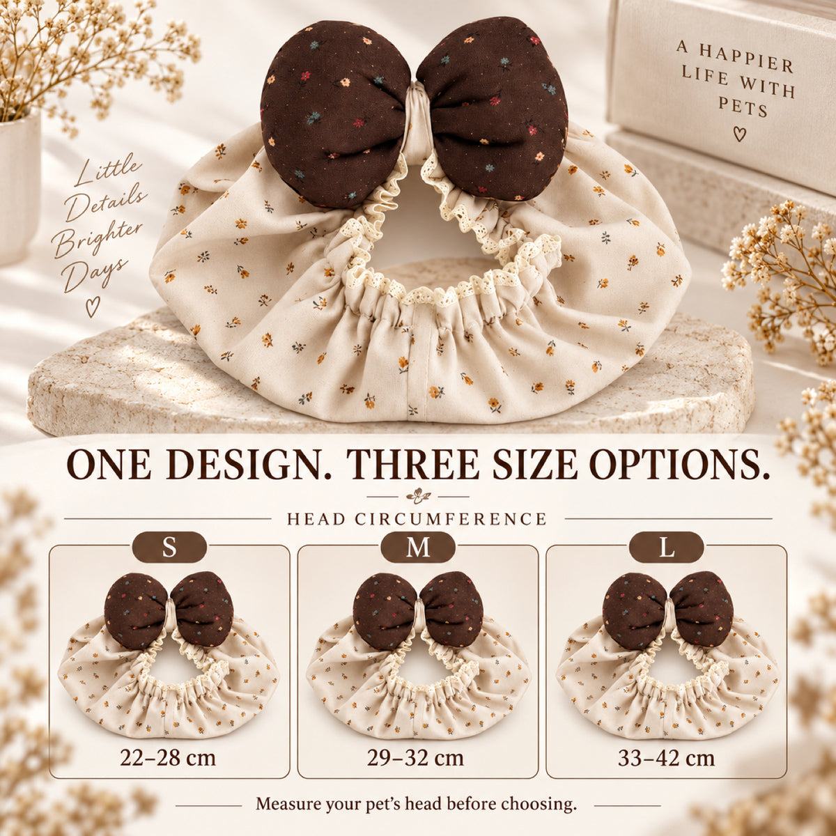 GAVPEPY Polyester Cocoa Bow Long-Ear Dog Snood, the Cocoa Bow Ear Cover Only design in S, M and L, for holding long canine ears back during meals and supervised outings, feeding time, home grooming and short walks image 6 - 5.jpg