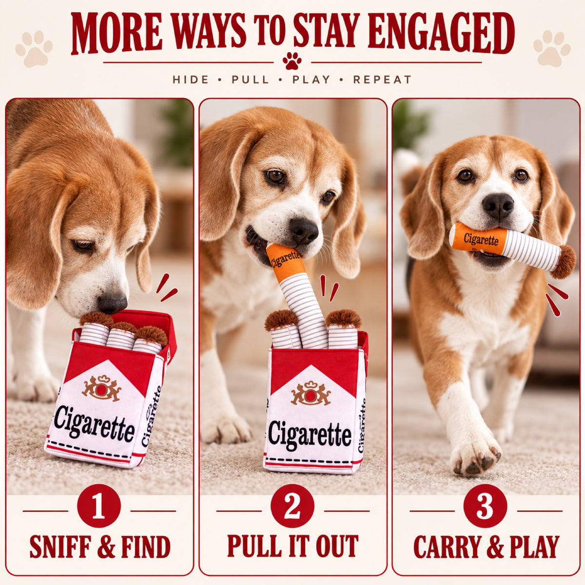 Plush Cigarette Squeaky Dog Toy, 2 Options, By GAVPEPY image 6 - 5.jpg